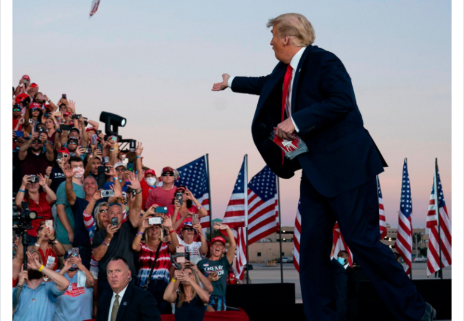 Donald Trump Throwing Face Masks Into Rally Crowd Becomes A Mocking Meme