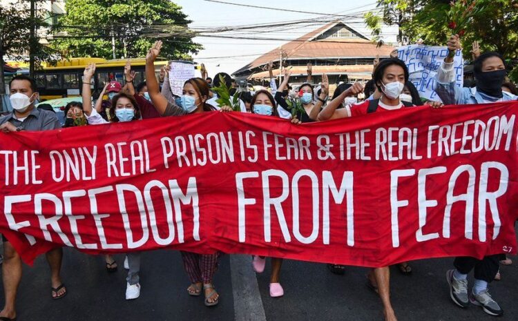  Military truck rams into group of Myanmar protesters in Yangon